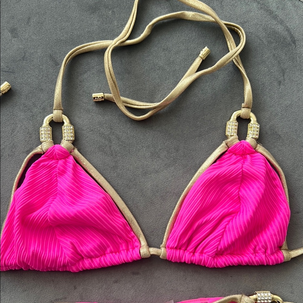 Beach Bunny Barbie Pink and Gold Bikini Set - Picture 3 of 6